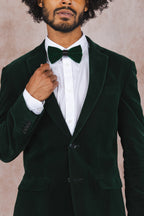 The Elegant Evergreen | Green Velvet Velvet Bowtie - Shinesty