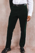 The Elegant Evergreen | Green Velvet Velvet Suit Pants - Shinesty