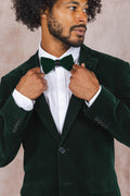 The Elegant Evergreen | Green Velvet Velvet Bowtie - Shinesty