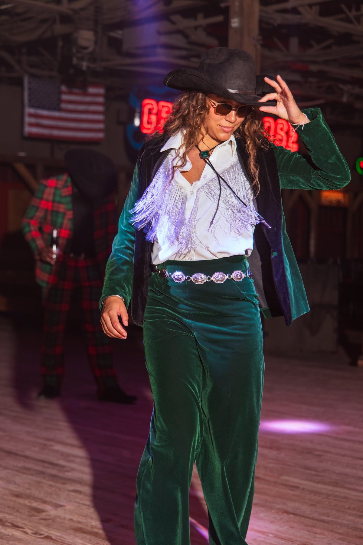 The Elegant Evergreen | Green Velvet Womens Velvet Blazer - Shinesty