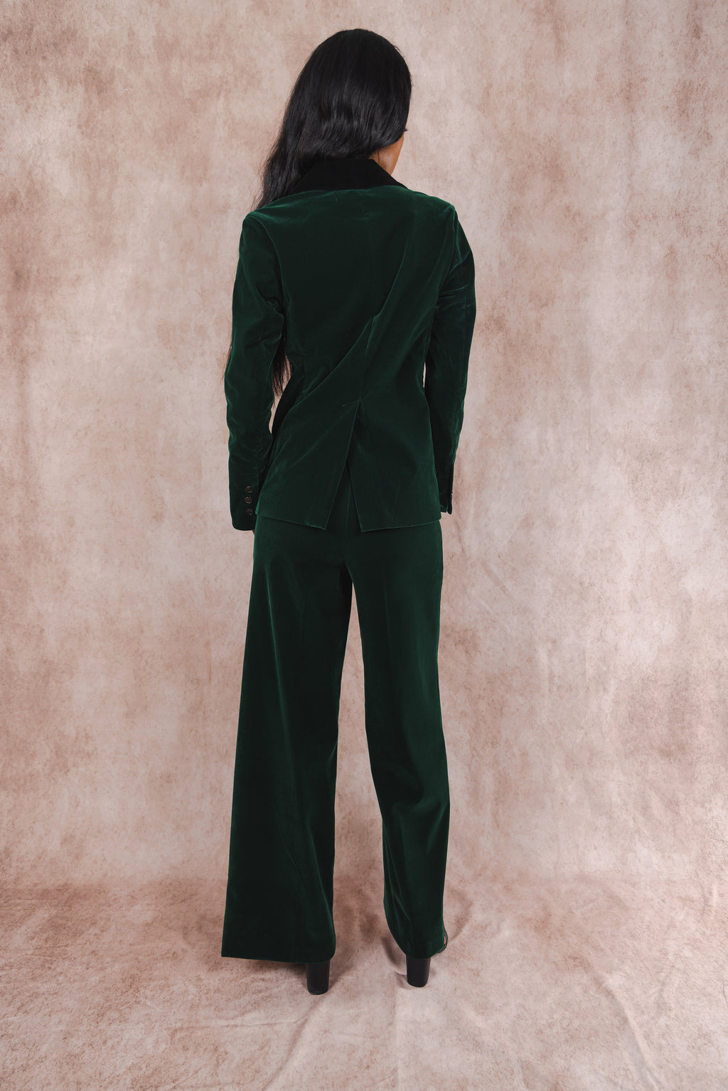 The Elegant Evergreen | Green Velvet Wide Leg Velvet Pants - Shinesty