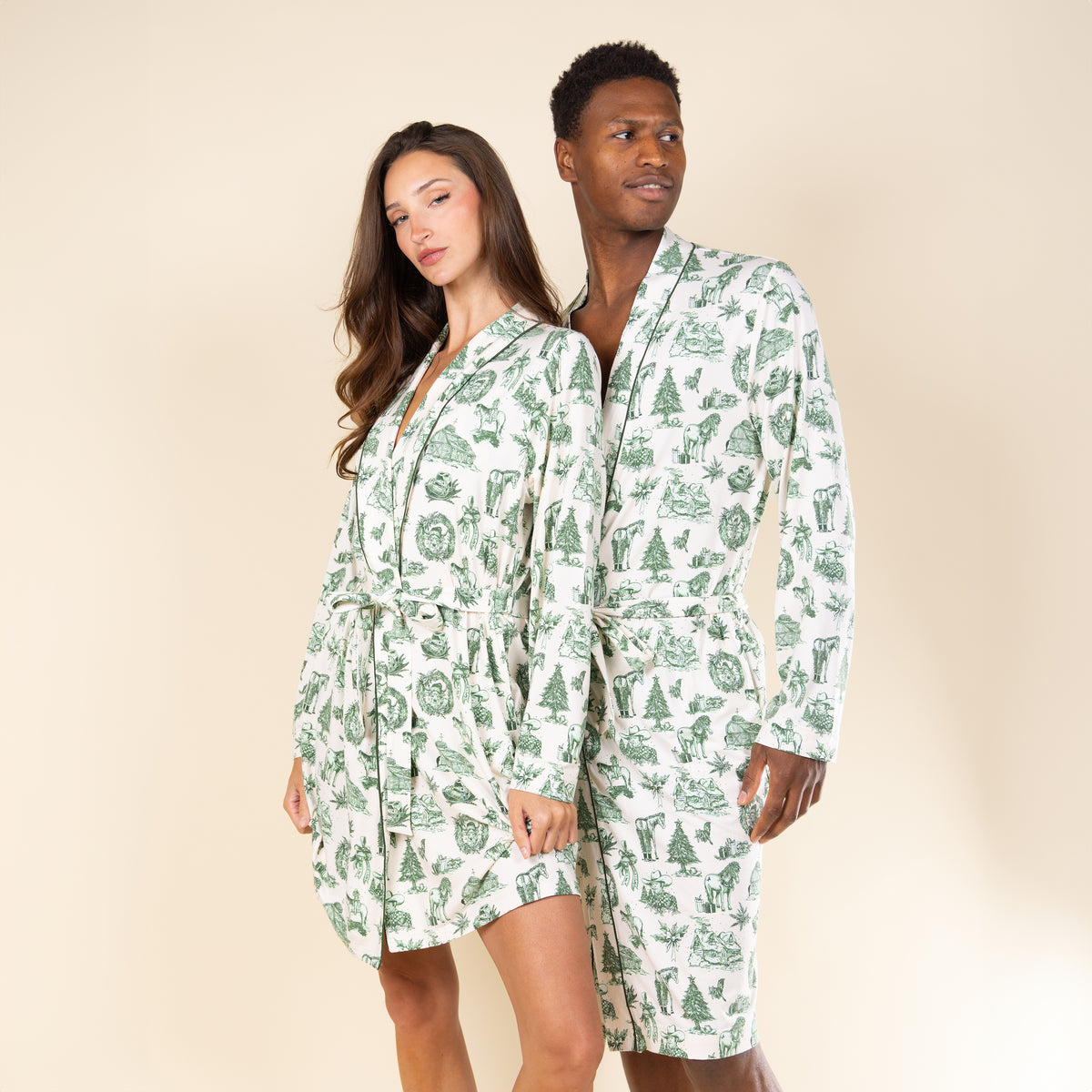 The Western Wonderland | Western Toile Long Modal Robe - Shinesty