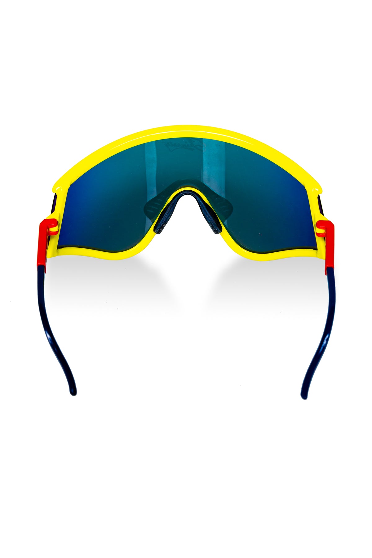 The Revo | Yellow and Red Mirrored Macho Polarized Sunglasses - Shinesty