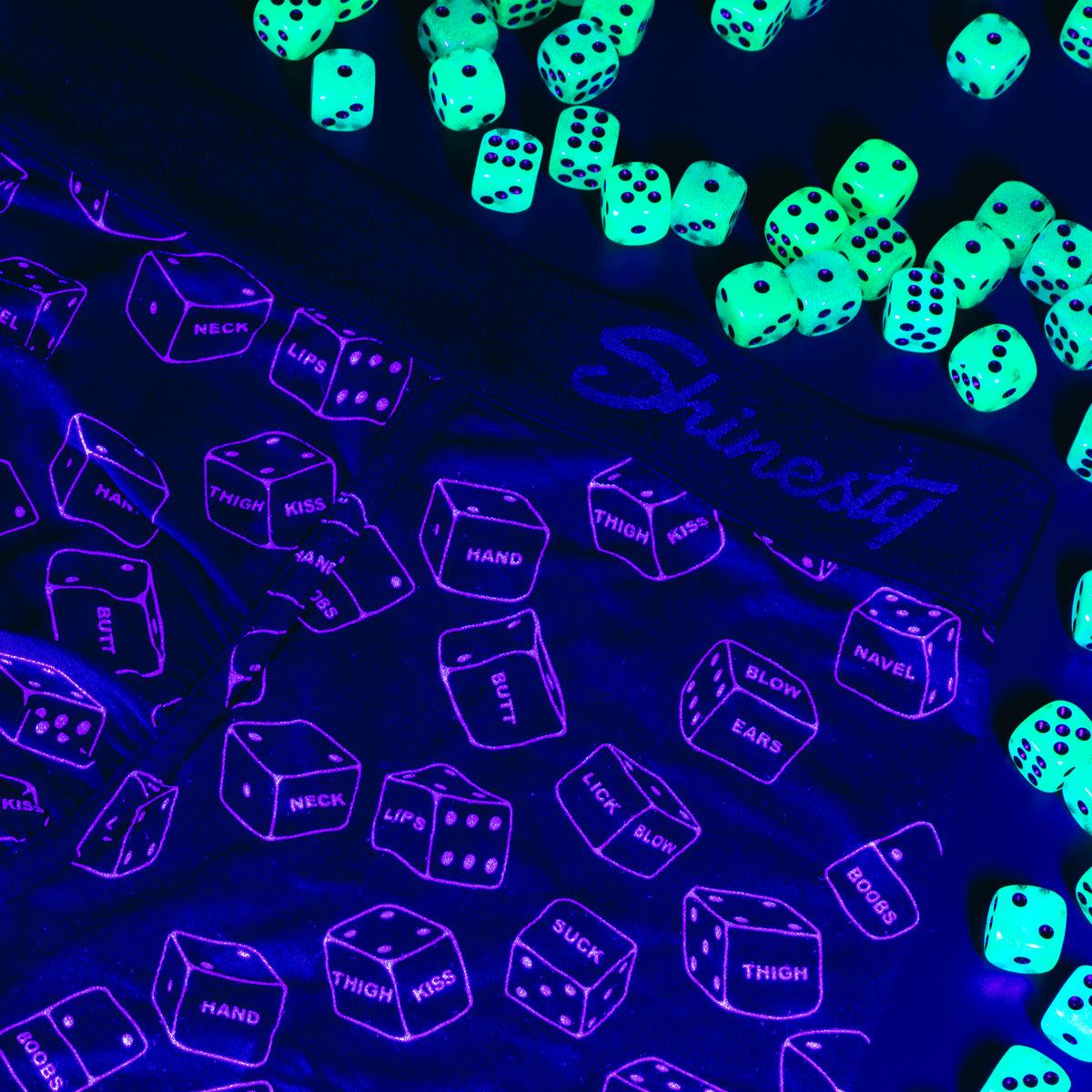 The Free For All | Glow In The Dark Dice Ball Hammock® Boxer - Long Leg - Shinesty