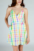 The Savannah Swinger | Pastel Plaid Strappy Dress - Shinesty