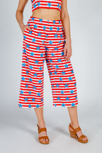 The Naughtycal Lady | USA Big Knit Printed Culotte Pants - Shinesty