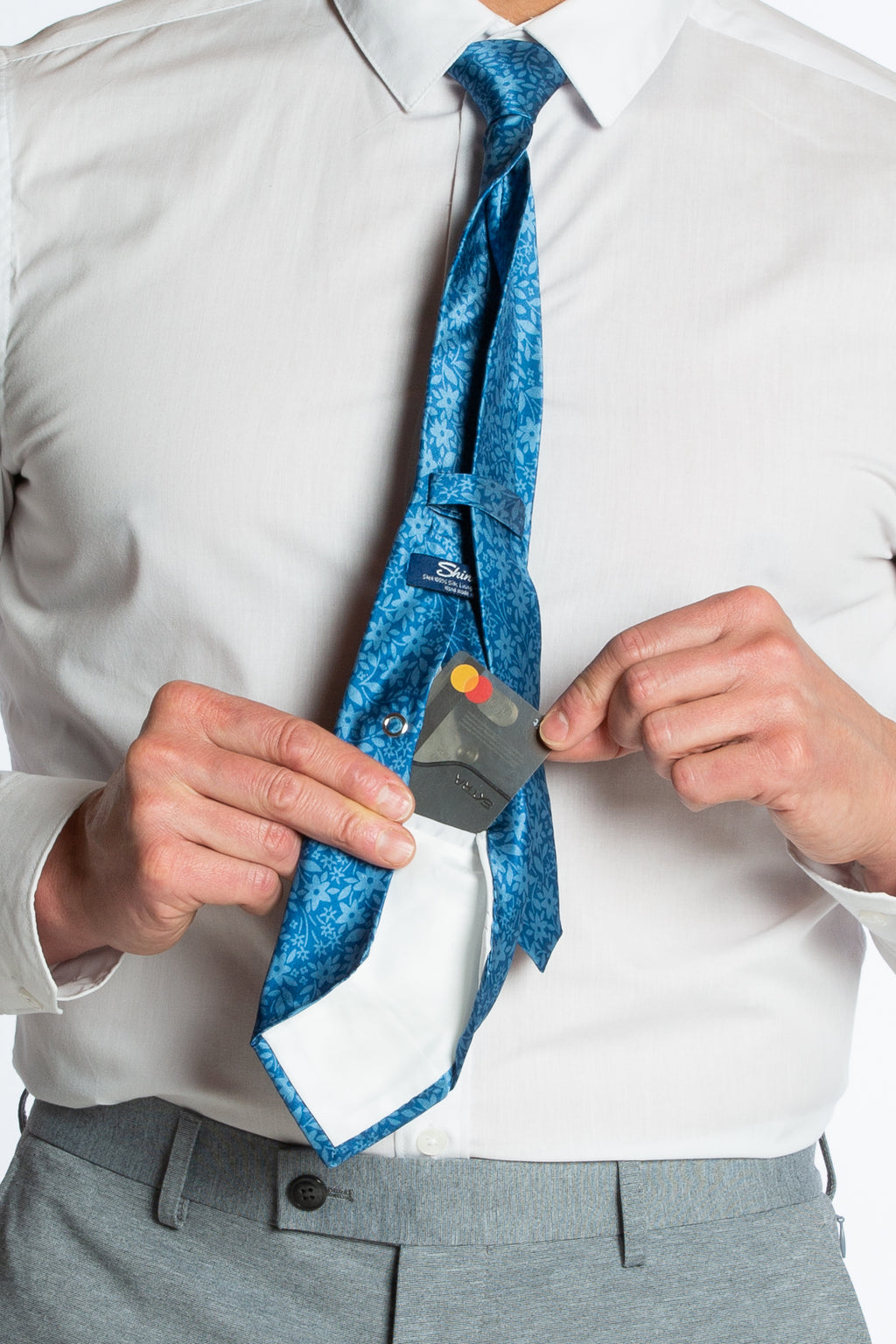 The Shoreline | Blue Floral Ultimate Pocket Tie - Shinesty