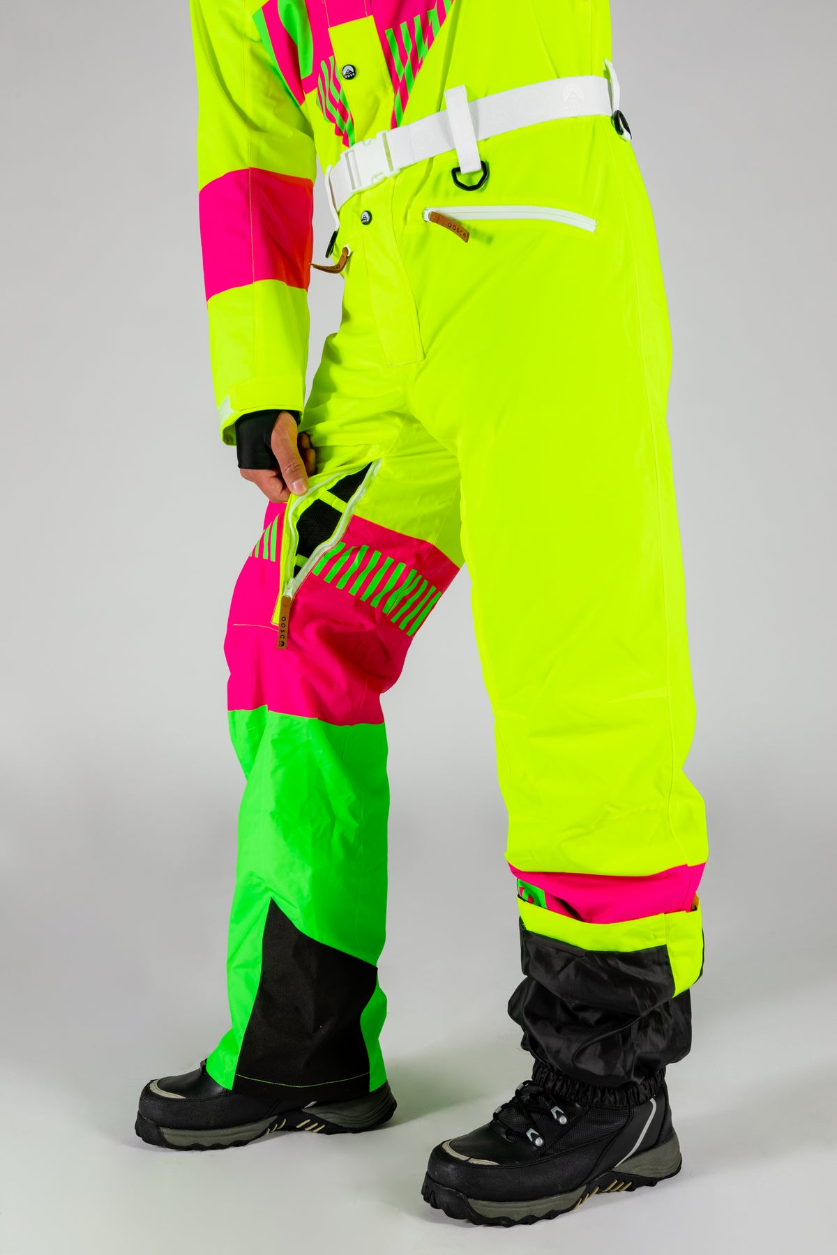 The Cat Track Fever | Mens Neon Yellow Retro Ski Suit - Shinesty