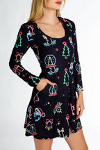 The Naughty Neon Noel | Neon Lights Christmas Skater Dress - Shinesty