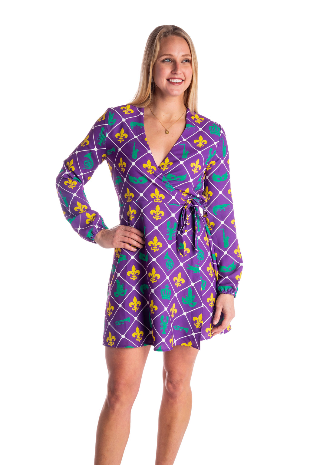 The Bourbon St. Special | Women's Mardi Gras Wrap Dress - Shinesty