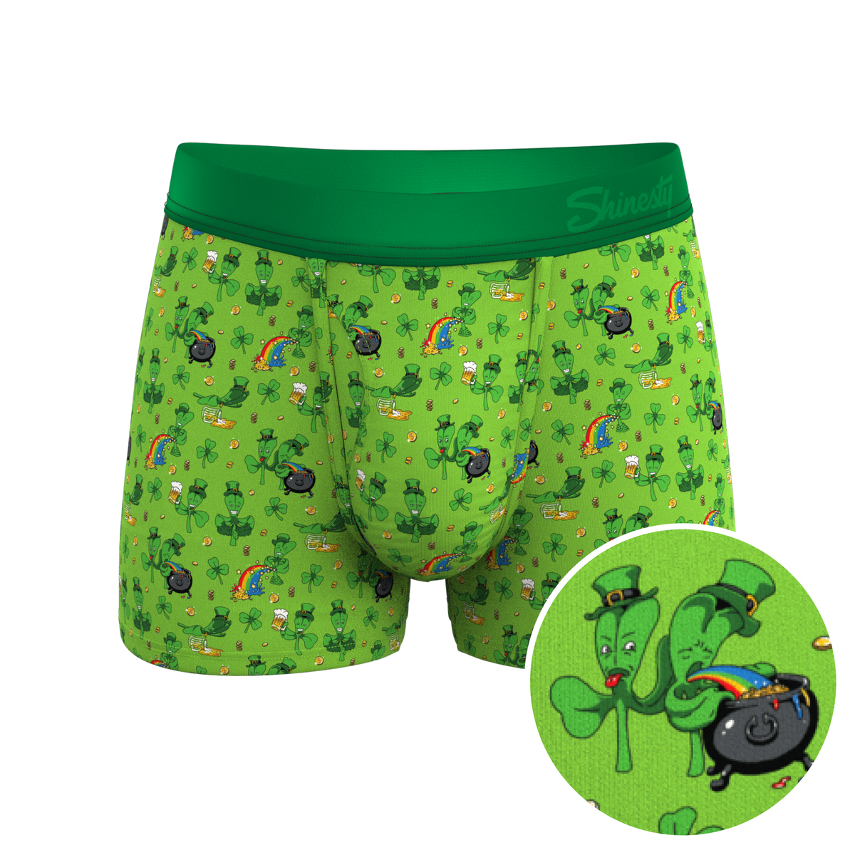The 3 Leafs To The Wind | St Patricks Day Clovers Ball Hammock® Pouch Trunks Underwear - Shinesty