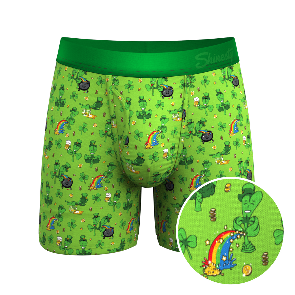 The 3 Leafs To The Wind | St Patricks Day Clovers Ball Hammock® Pouch Underwear With Fly - Shinesty