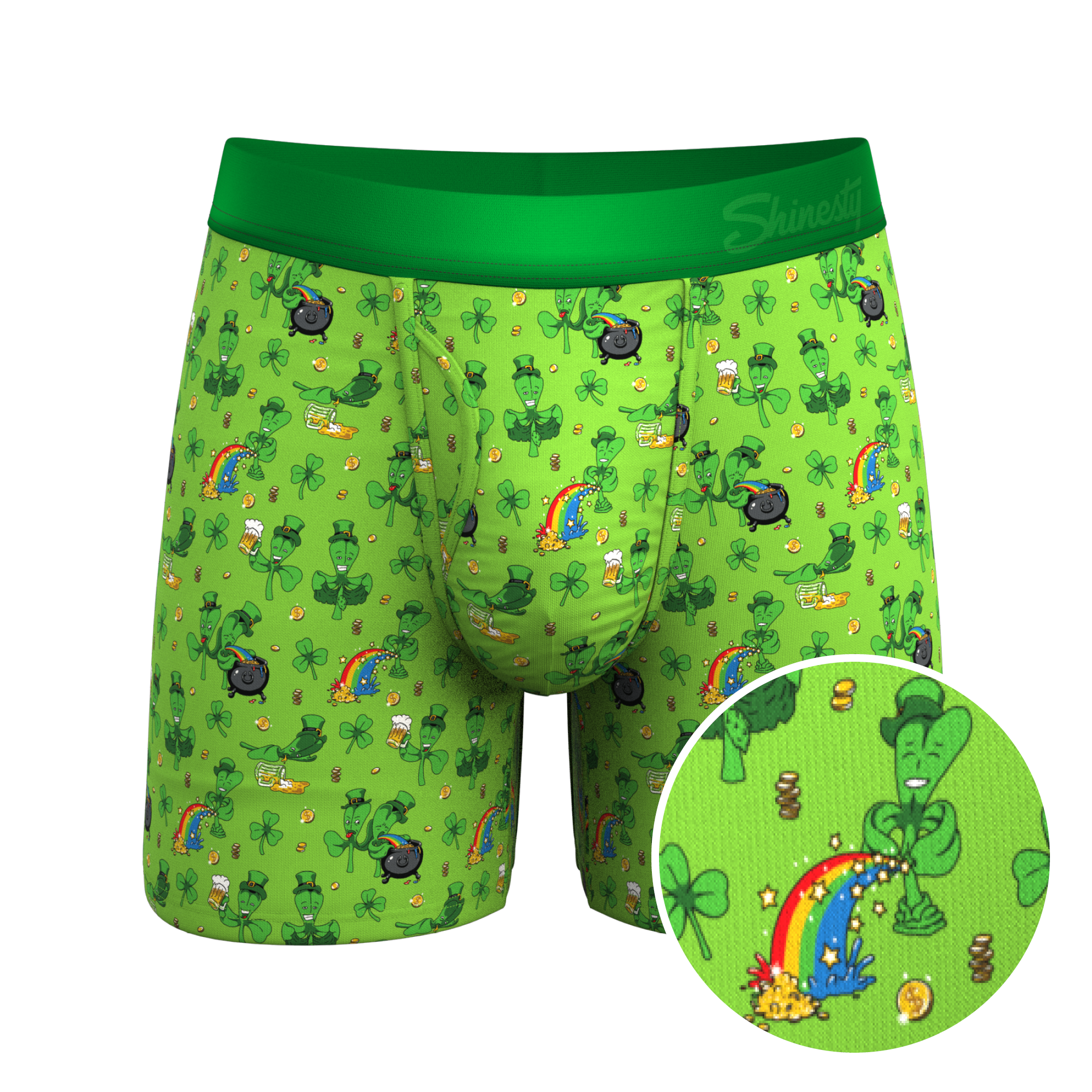 The 3 Leafs To The Wind | St Patricks Day Clovers Ball Hammock® Pouch Underwear With Fly - Shinesty