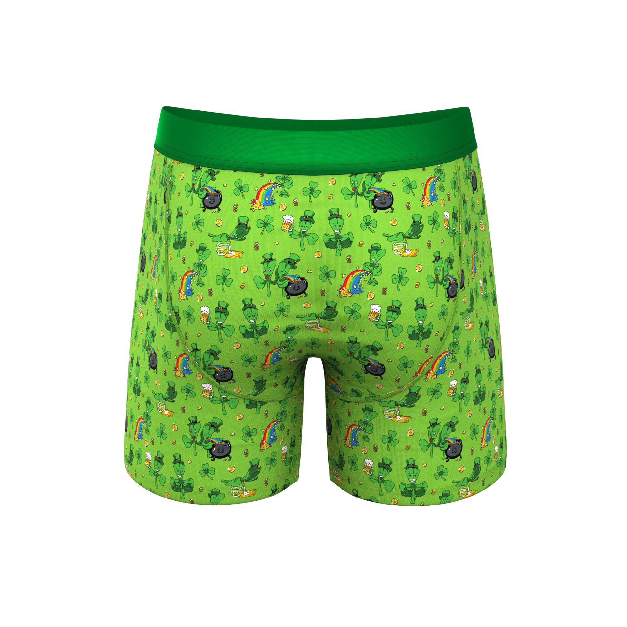 The 3 Leafs To The Wind | St Patricks Day Clovers Ball Hammock® Pouch Underwear With Fly - Shinesty