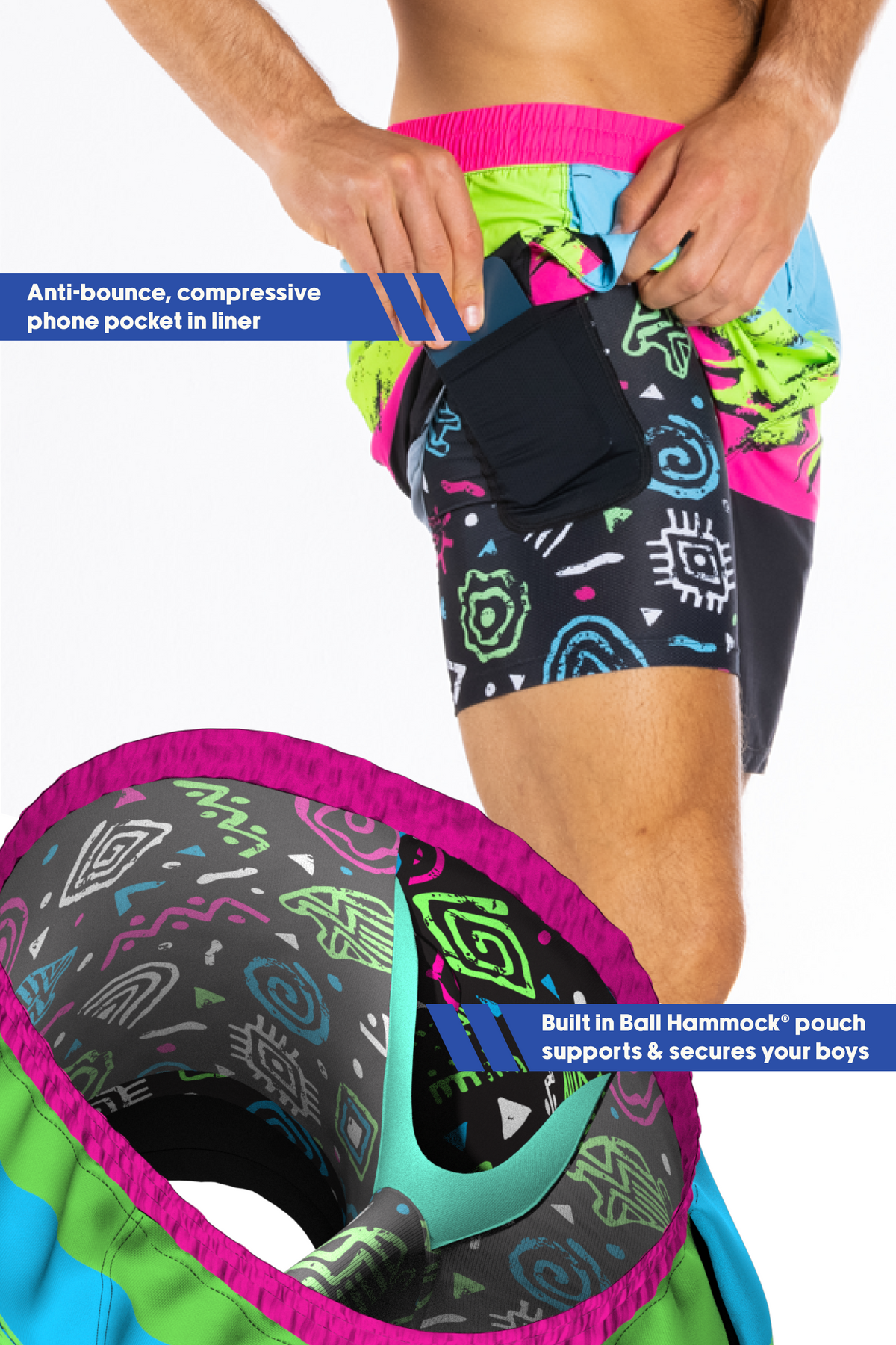 The Cherry Slushy | Neon Retro Ball Hammock® 5 Inch Athletic Shorts - Shinesty