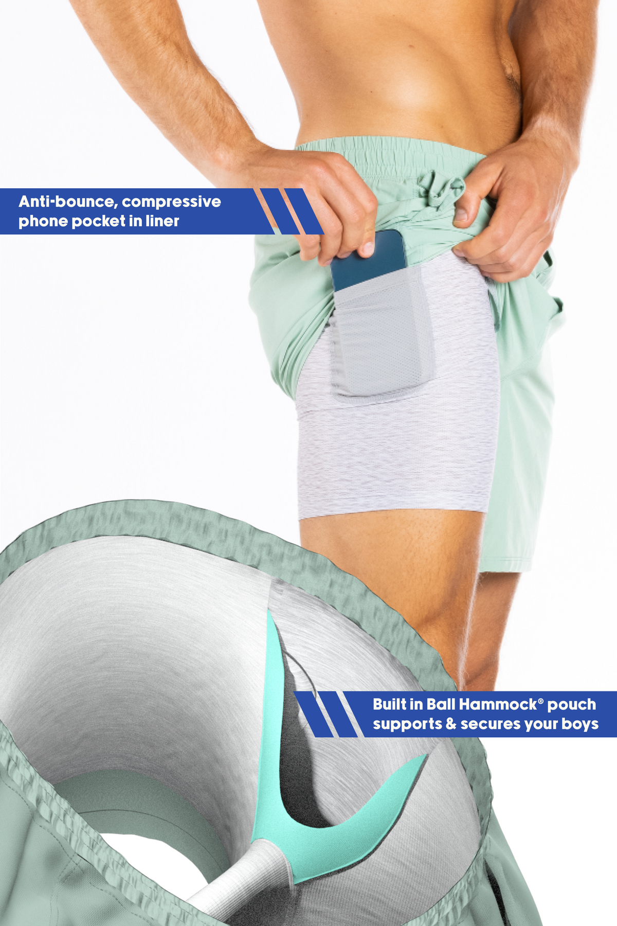 The Concrete Jungle | Sage Ball Hammock® 5 Inch Athletic Shorts - Shinesty