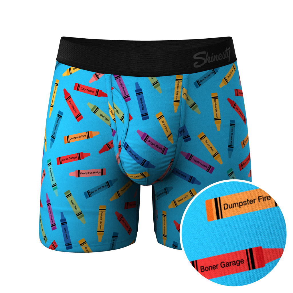 The 69 Pack | Crayon Print Ball Hammock® Pouch Underwear With Fly - Shinesty