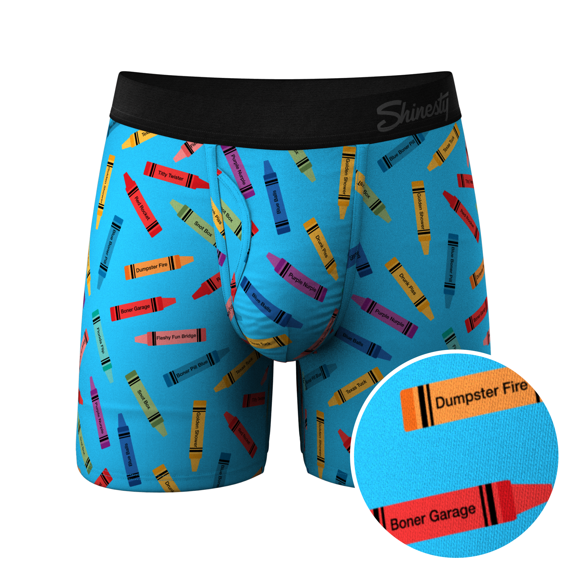The 69 Pack | Crayon Print Ball Hammock® Pouch Underwear With Fly - Shinesty