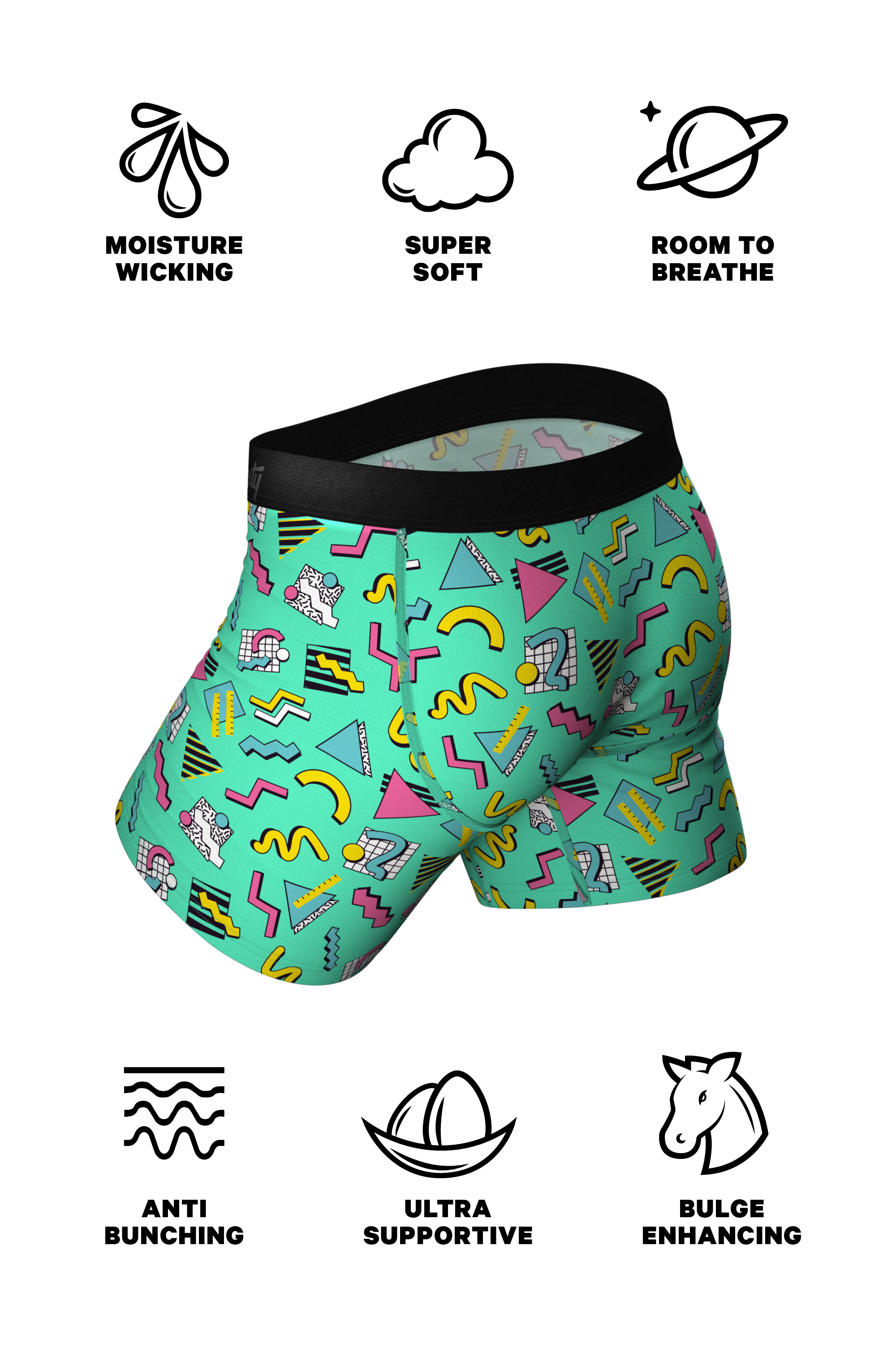 The Afternoon Arcade | Retro Geometric Ball Hammock® Pouch Underwear With Fly - Shinesty