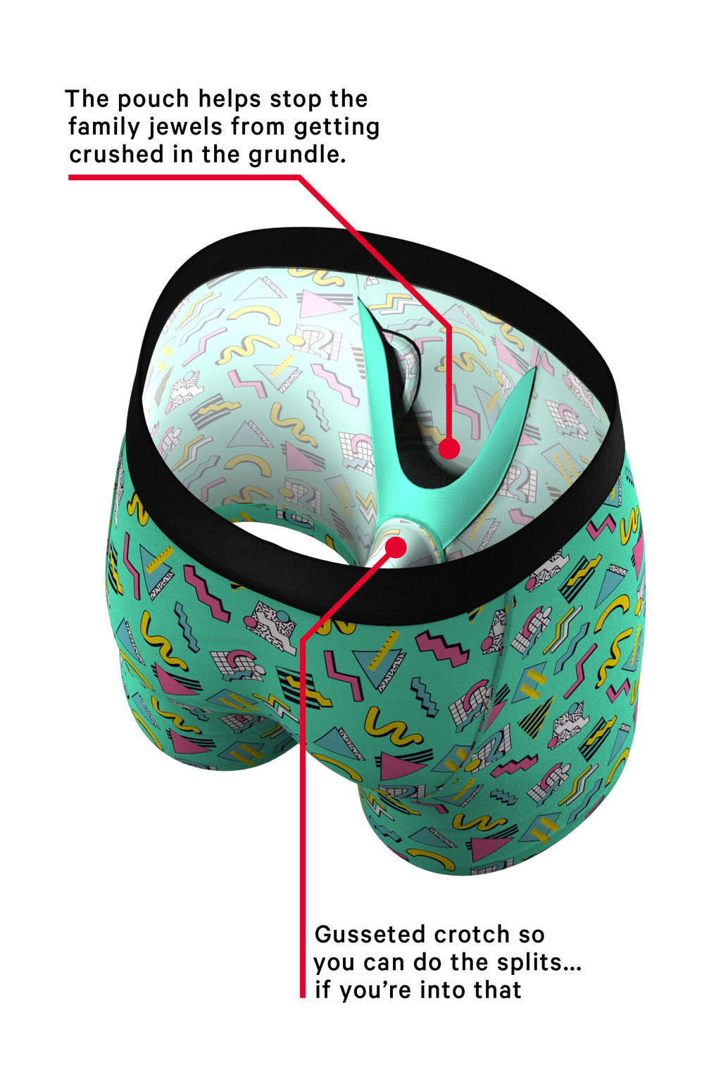 The Afternoon Arcade | Retro Geometric Ball Hammock® Pouch Underwear With Fly - Shinesty
