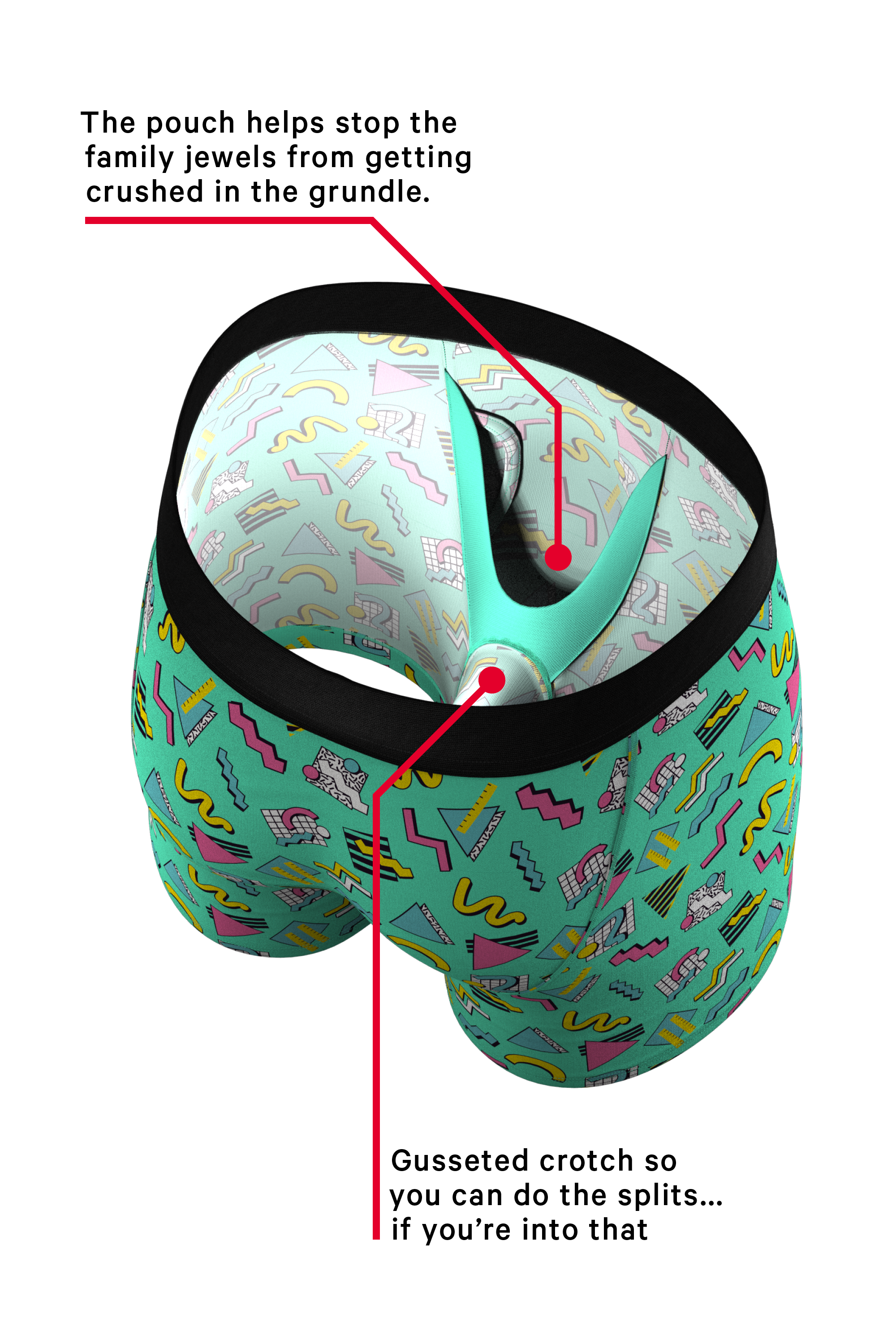 The Afternoon Arcade | Retro Geometric Ball Hammock® Pouch Underwear With Fly - Shinesty