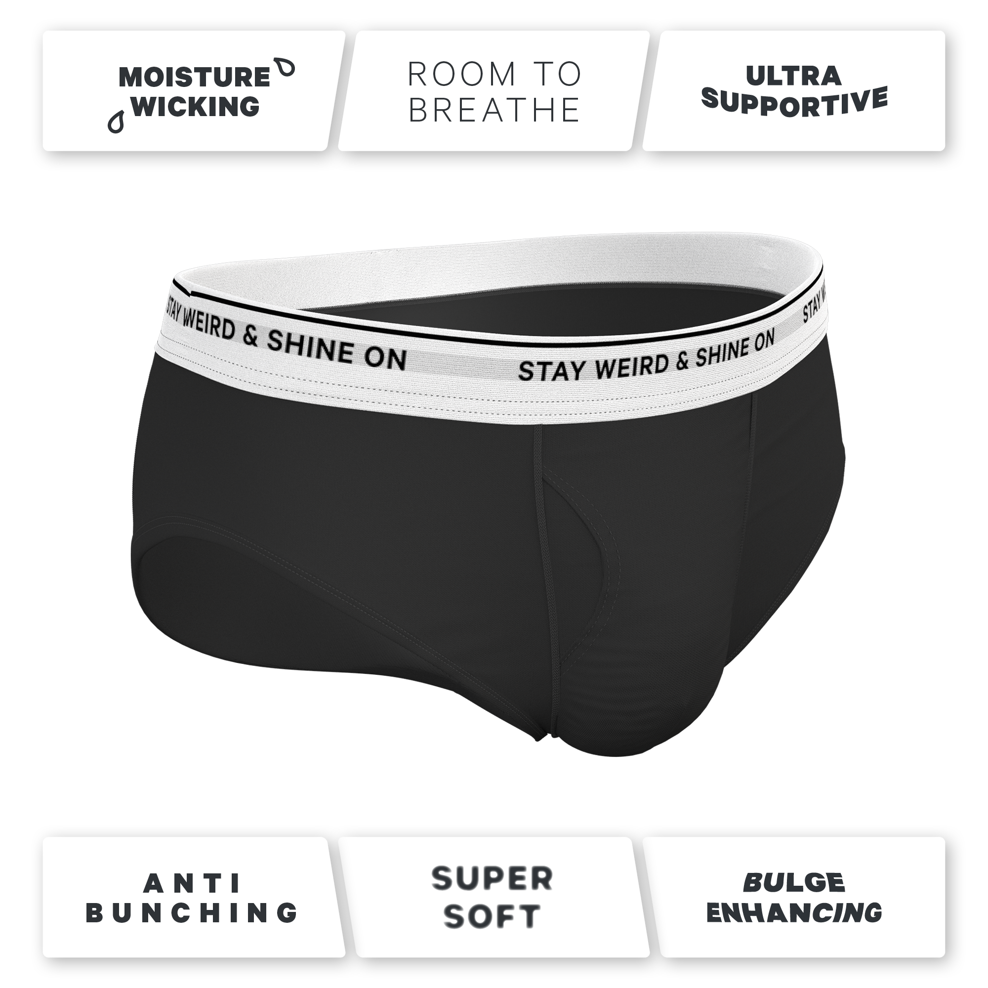 The Anthem | Black Shinesty Ball Hammock® Pouch Underwear Briefs - Shinesty