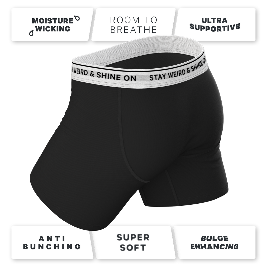 The Anthem | Black Shinesty Ball Hammock® Pouch Underwear With Fly - Shinesty
