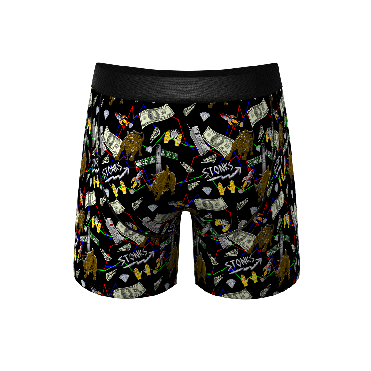 The Ball Street Bets | Stock Market Ball Hammock® Pouch Underwear With Fly - Shinesty