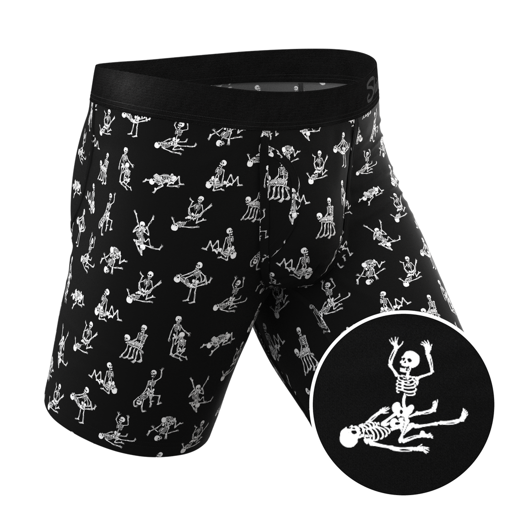 The Bare Back Bones | Glow in the Dark Skeletons Ball Hammock® Boxer - Long Leg - Shinesty