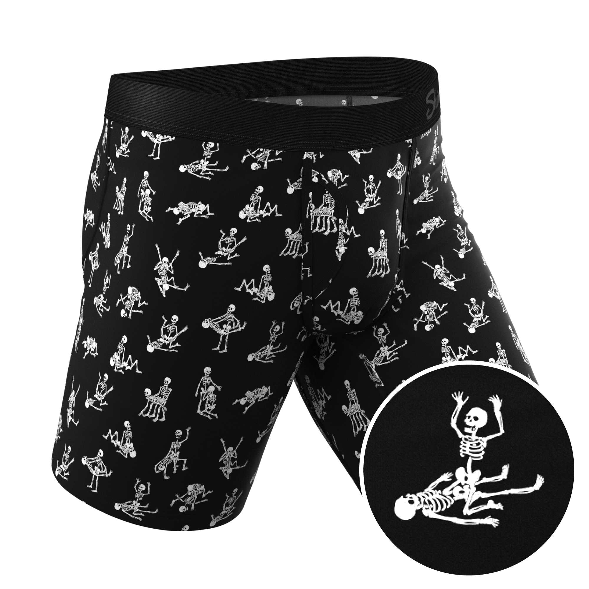 The Bare Back Bones | Glow in the Dark Skeletons Ball Hammock® Boxer - Long Leg - Shinesty