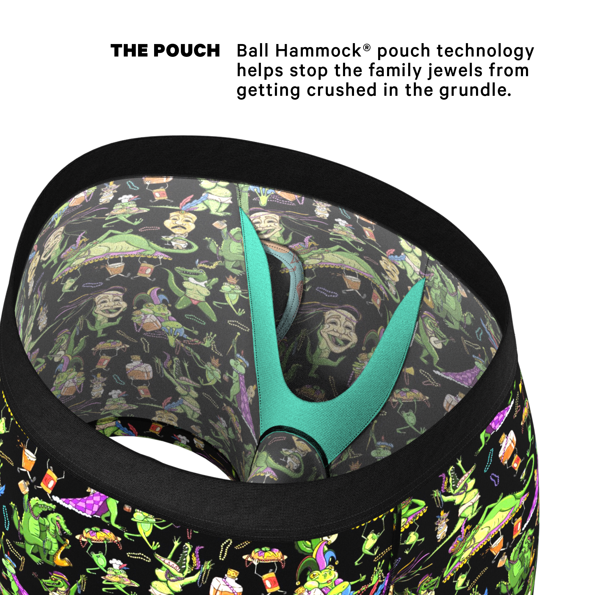 The Bead Hound | Mardi Gras Ball Hammock® Pouch Underwear with Fly - Shinesty