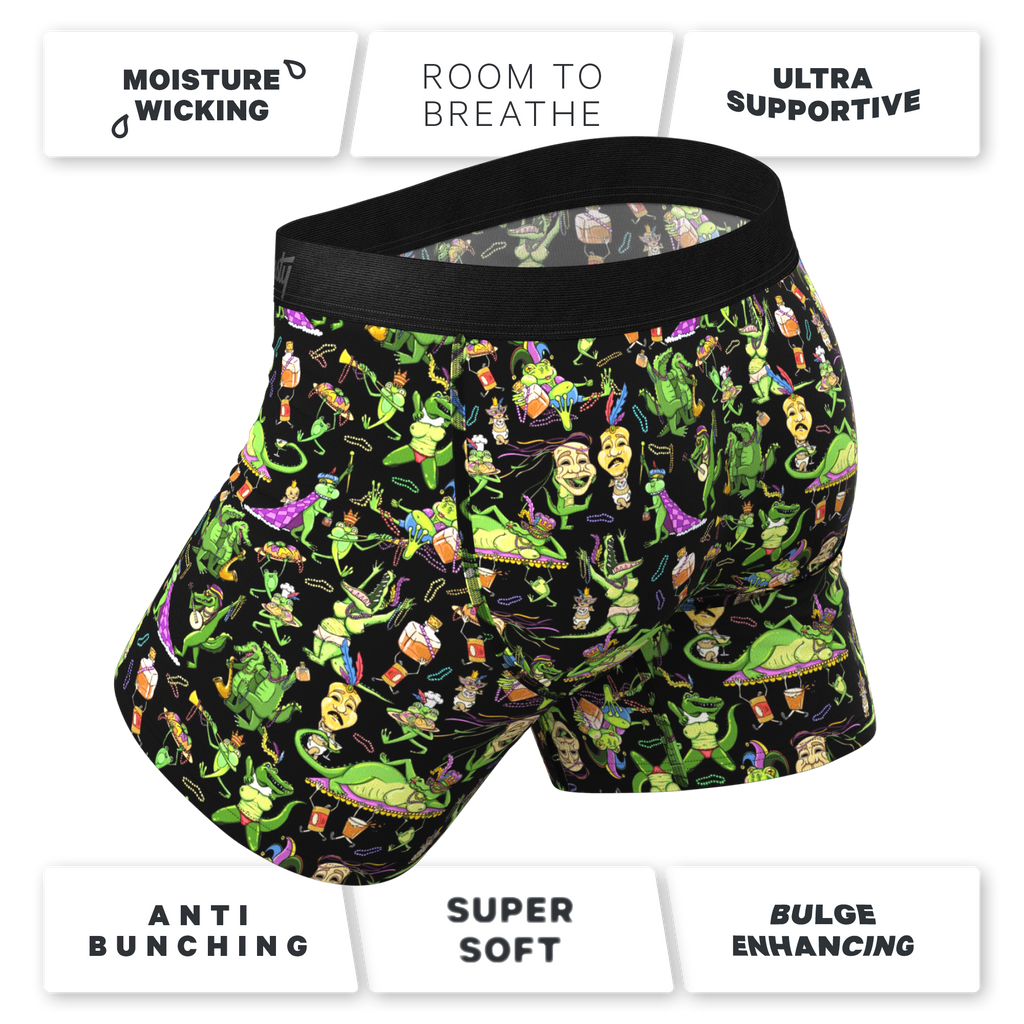 The Bead Hound | Mardi Gras Ball Hammock® Pouch Underwear with Fly - Shinesty