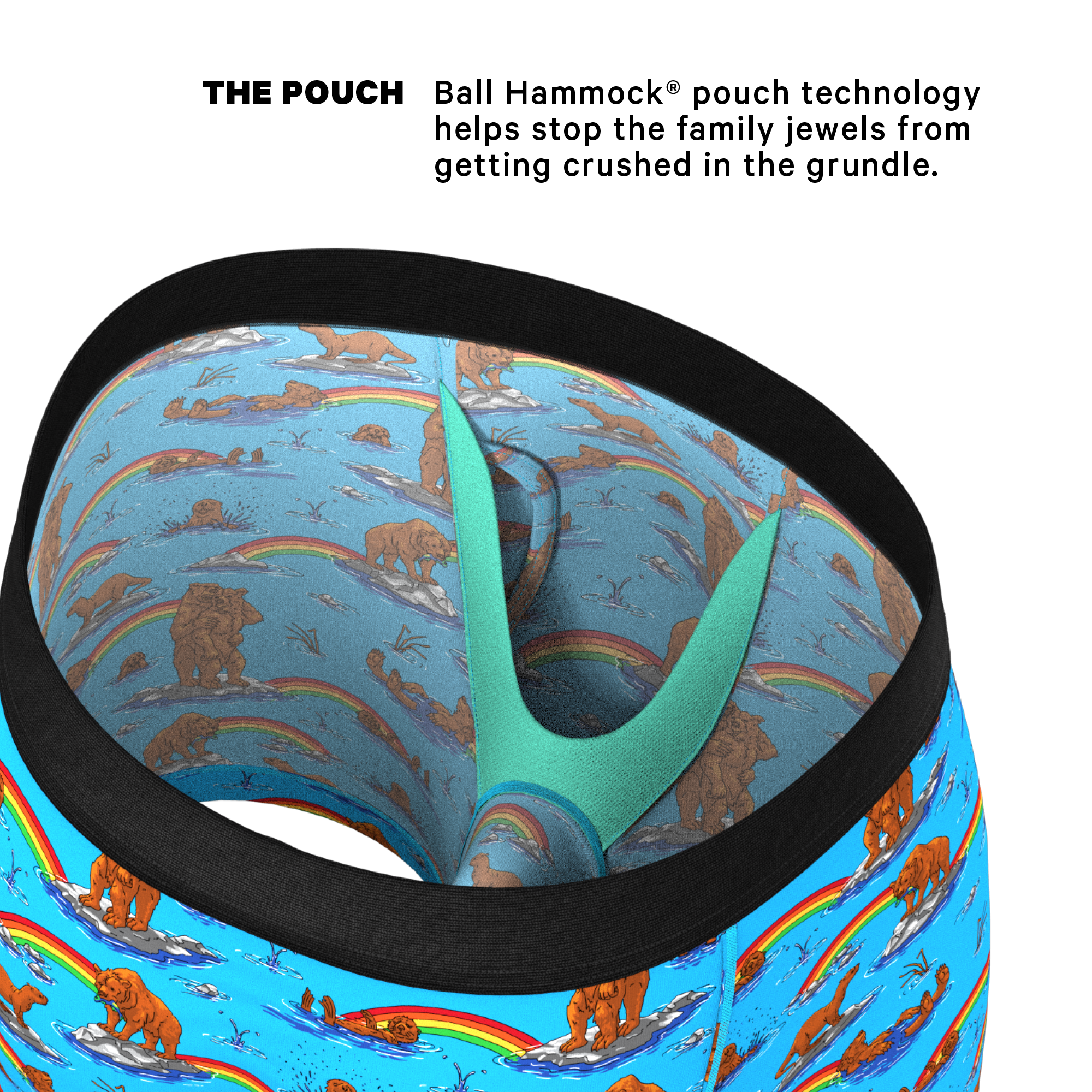 The Bear | Bear and Otter Rainbow Ball Hammock® Pouch Underwear With Fly - Shinesty