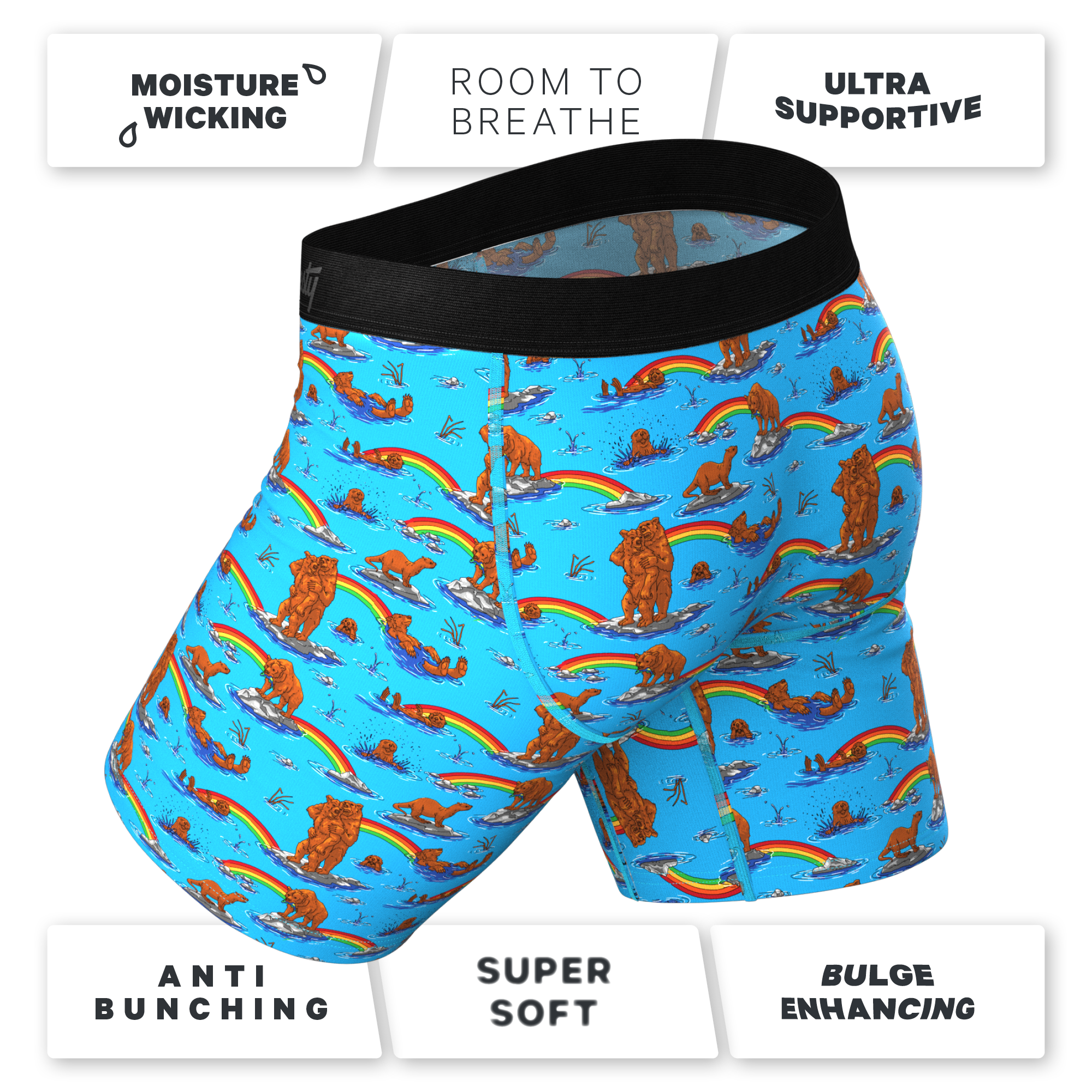 The Bear | Bear and Otter Rainbow Ball Hammock® Boxer - Long Leg - Shinesty