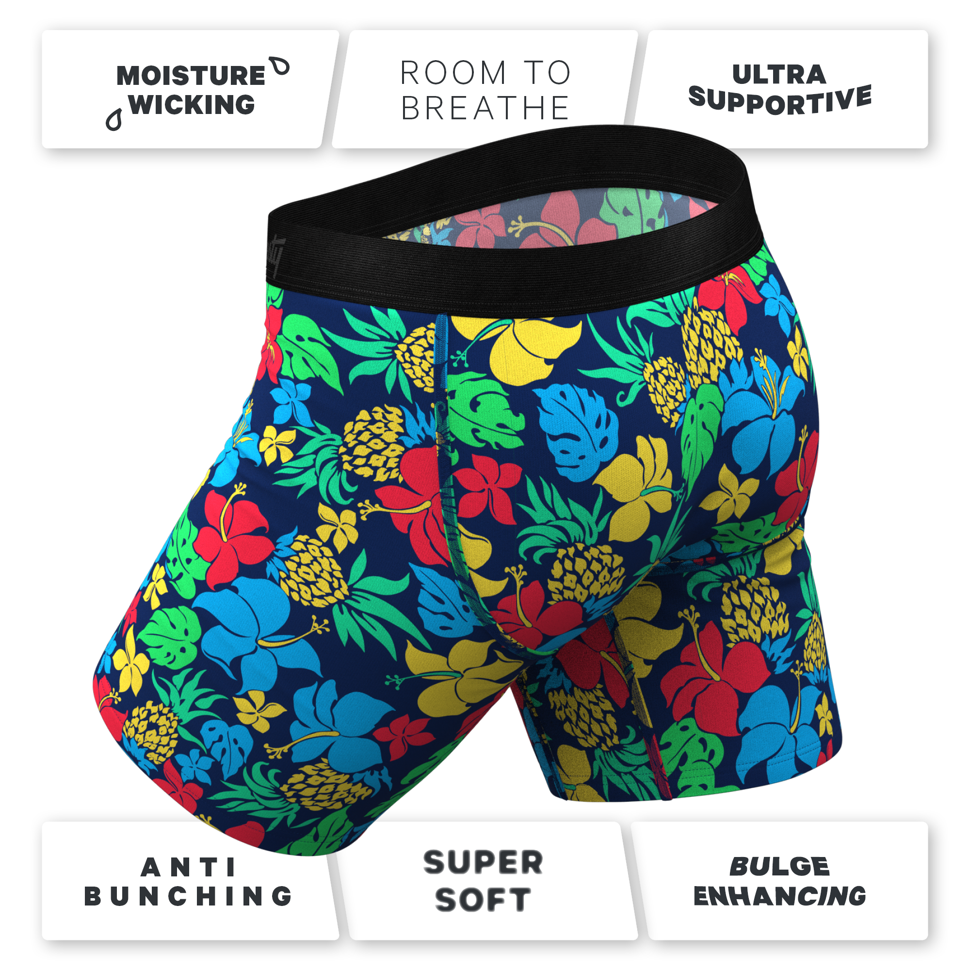 The Big Kahunas | Hawaiian Print Boxer Ball Hammock® Boxer - Long Leg - Shinesty