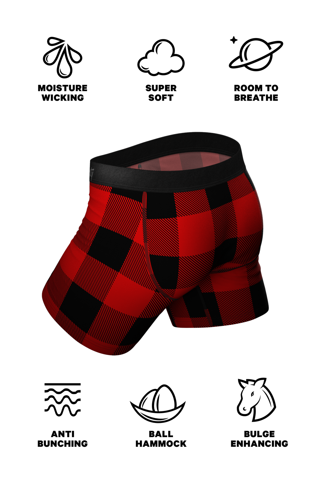 The Red & Black Lumberjack | Buffalo Check Ball Hammock® Pouch Underwear - Shinesty