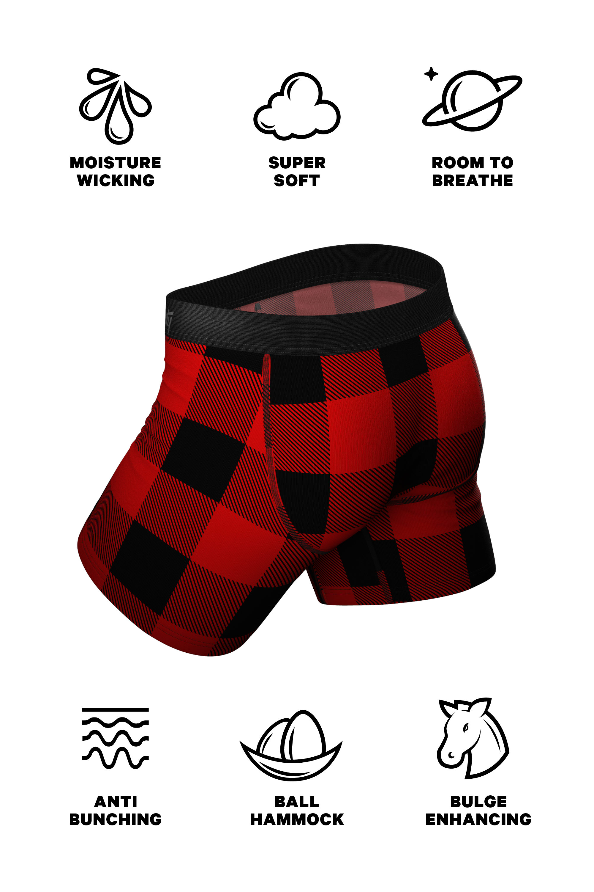 The Red & Black Lumberjack | Buffalo Check Ball Hammock® Pouch Underwear - Shinesty