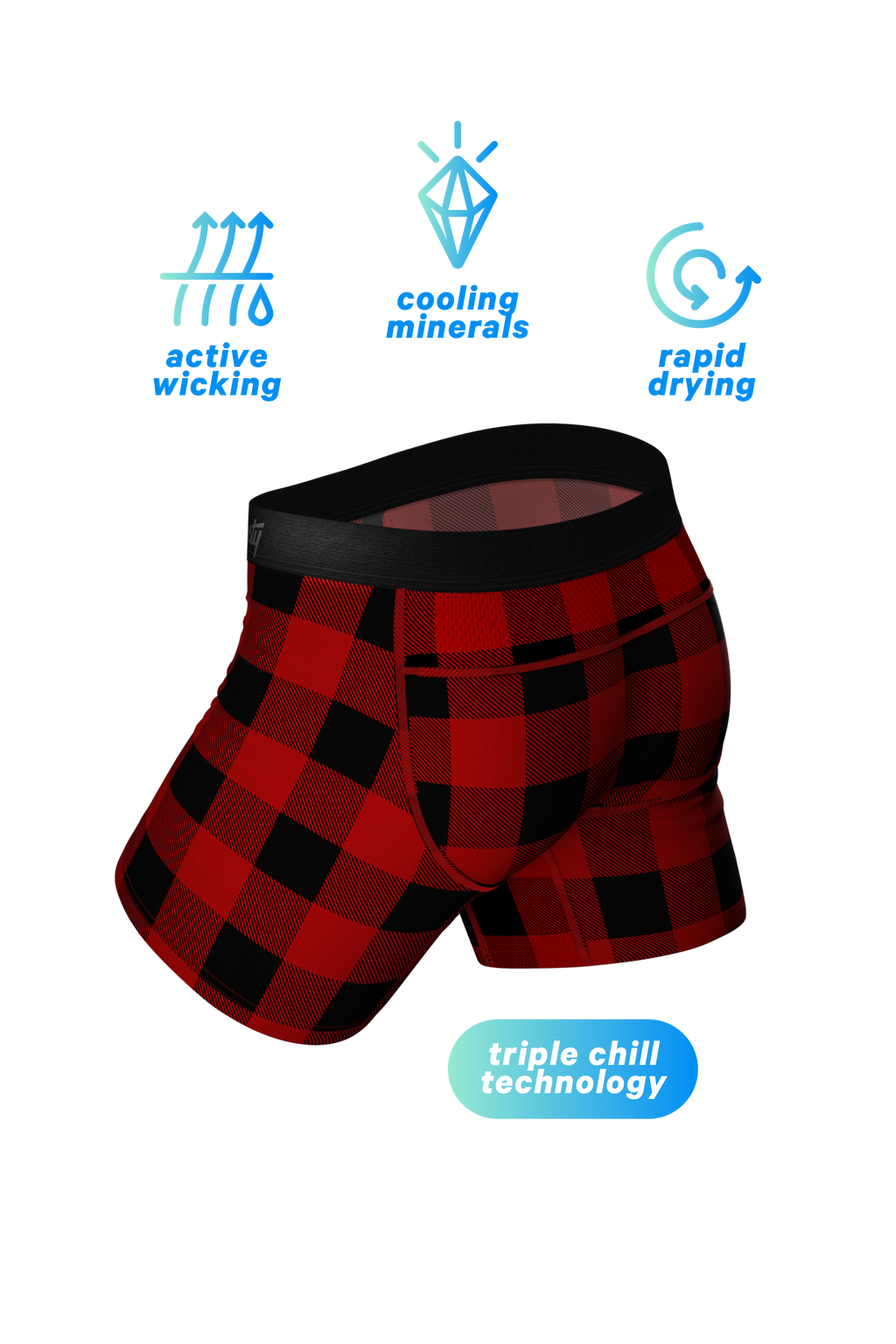 The Red & Black Lumberjack | Buffalo Check paradICE™ Cooling Ball Hammock® Underwear With Fly - Shinesty