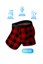 The Red & Black Lumberjack | Buffalo Check paradICE™ Cooling Ball Hammock® Underwear With Fly - Shinesty