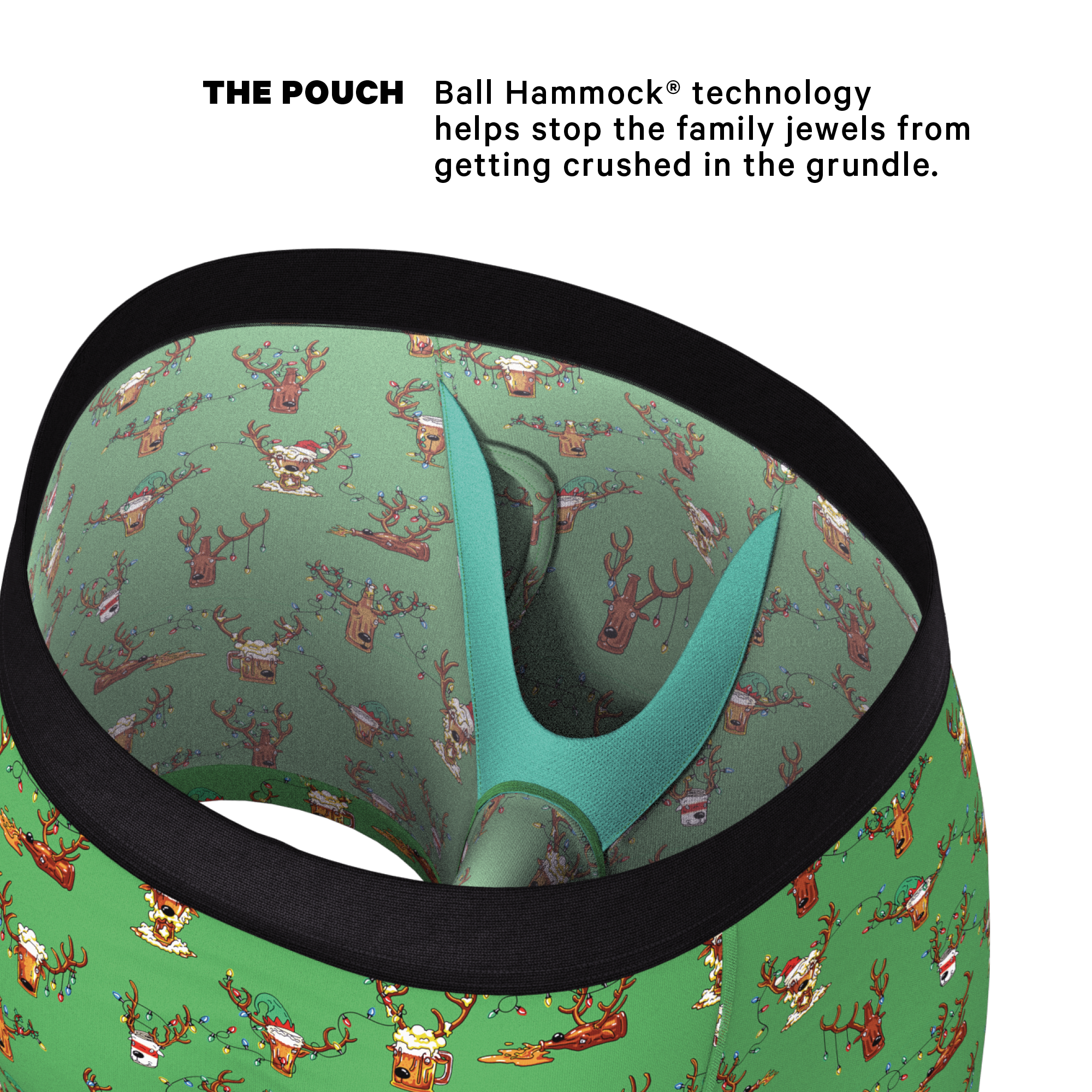 The Blitzened | Reindeer Beer Ball Hammock® Pouch Underwear With Fly - Shinesty