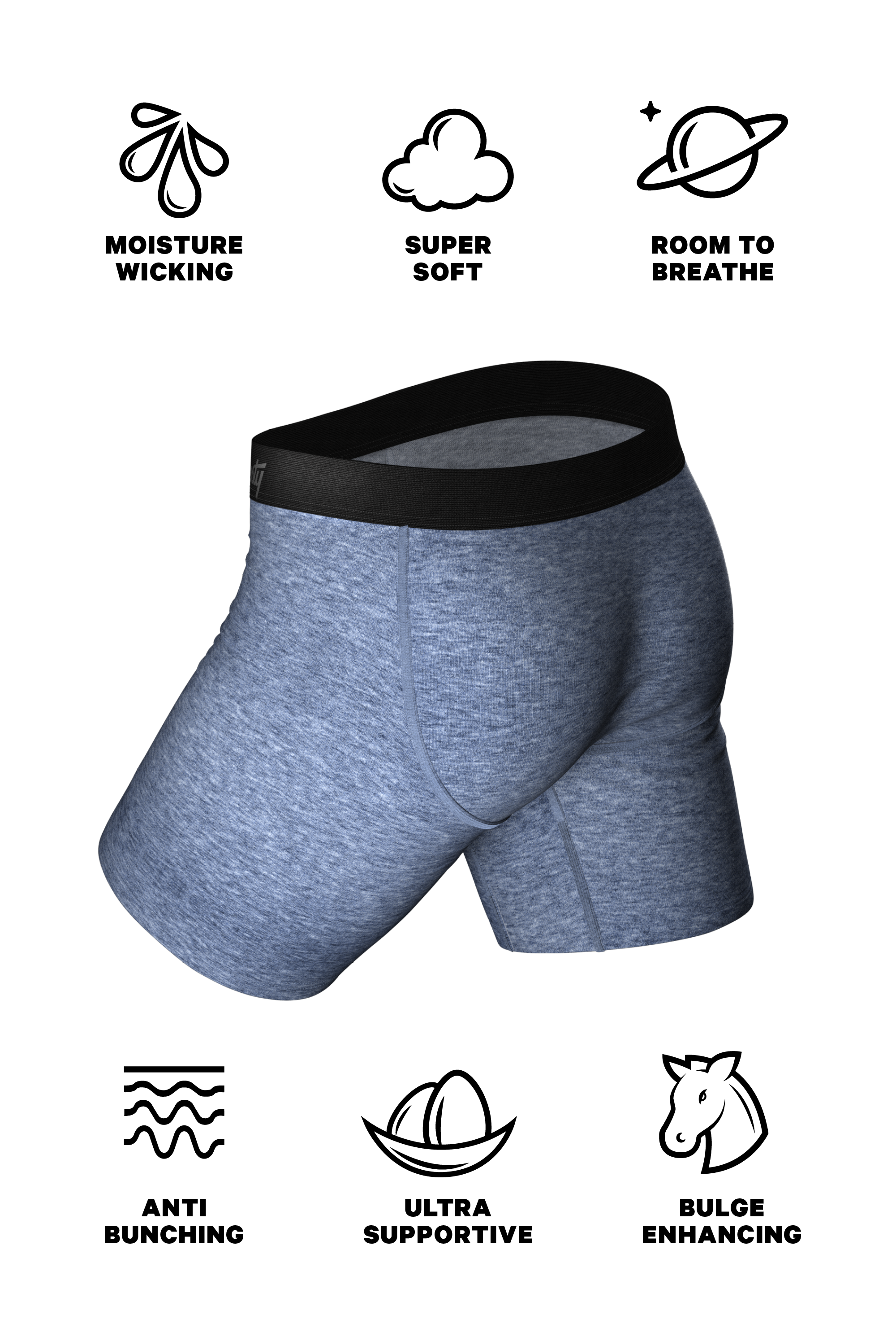 The Blueberry | Blue Heather Ball Hammock® Boxer - Long Leg - Shinesty