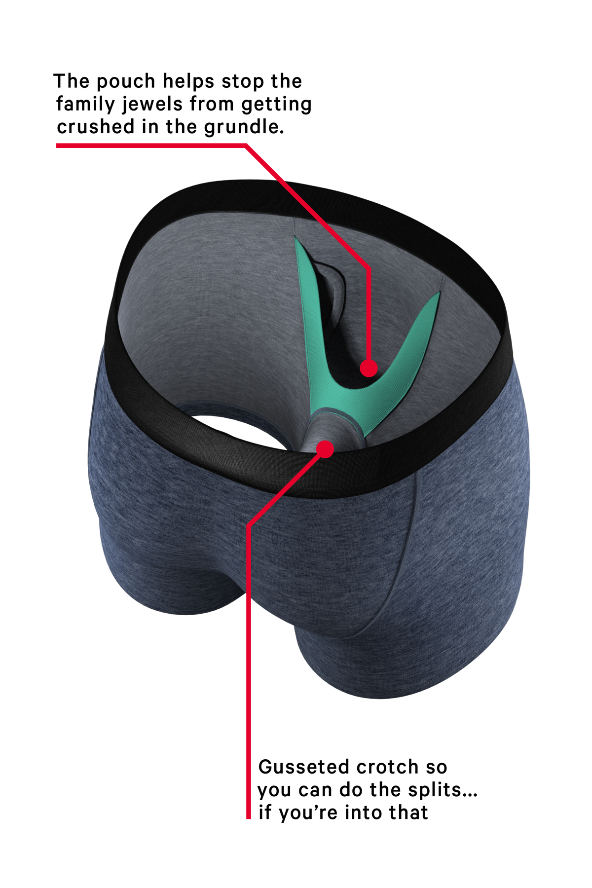 The Blueberry | Blue Heather Ball Hammock® Pouch Underwear With Fly - Shinesty