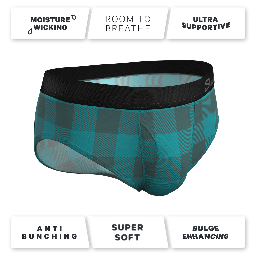 The Plaid And Simple | Green Buffalo Check Ball Hammock® Pouch Underwear Briefs - Shinesty