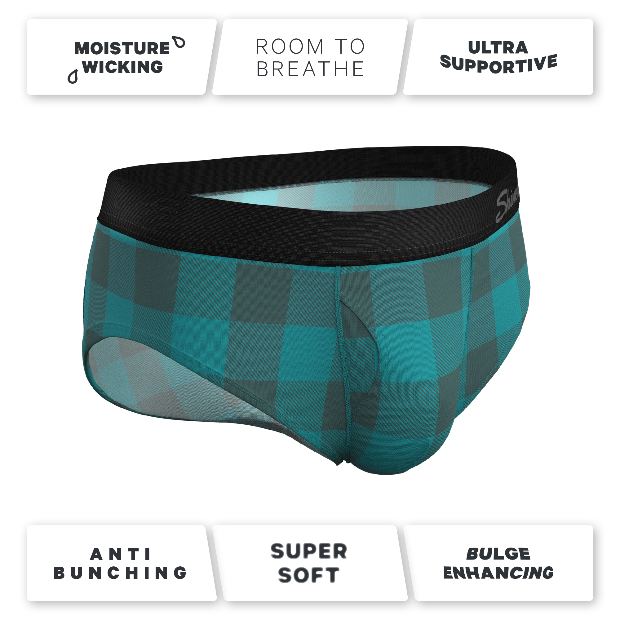 The Plaid And Simple | Green Buffalo Check Ball Hammock® Pouch Underwear Briefs - Shinesty