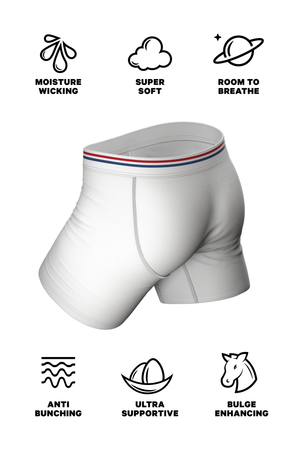 The Cloud 9 | Solid White Ball Hammock® Pouch Underwear With Fly - Shinesty