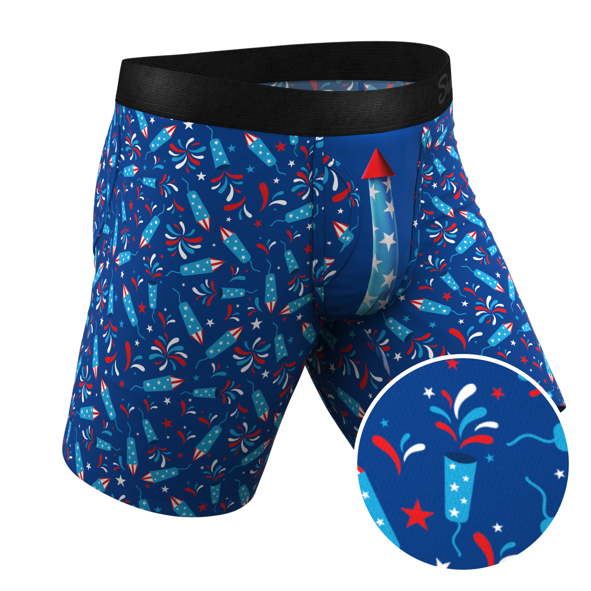 The Crotch Rocket | USA Firecracker Ball Hammock® Boxer - Long Leg - Shinesty