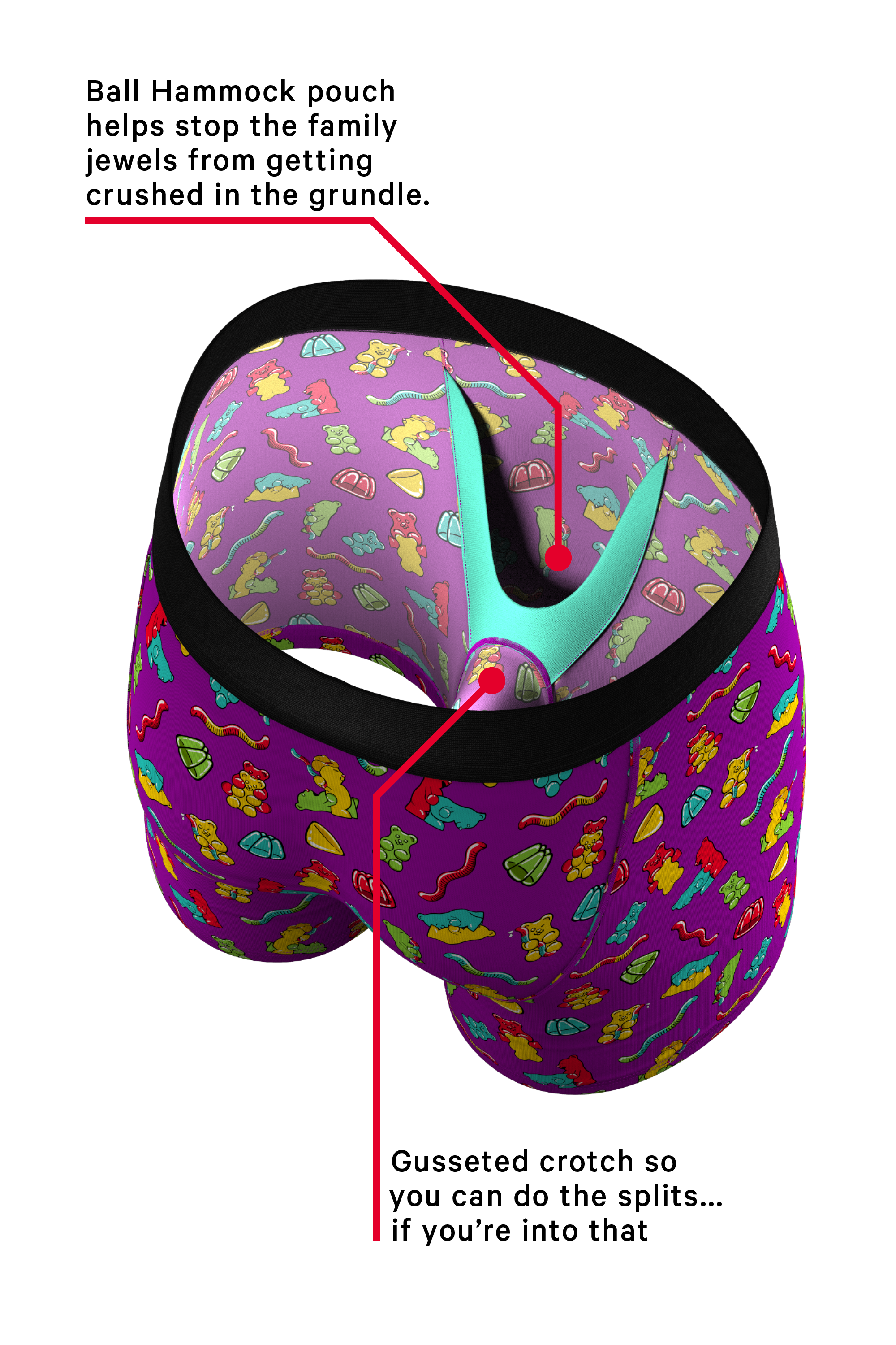 The Naughty Bears | Gummy Bear Ball Hammock® Pouch Underwear - Shinesty