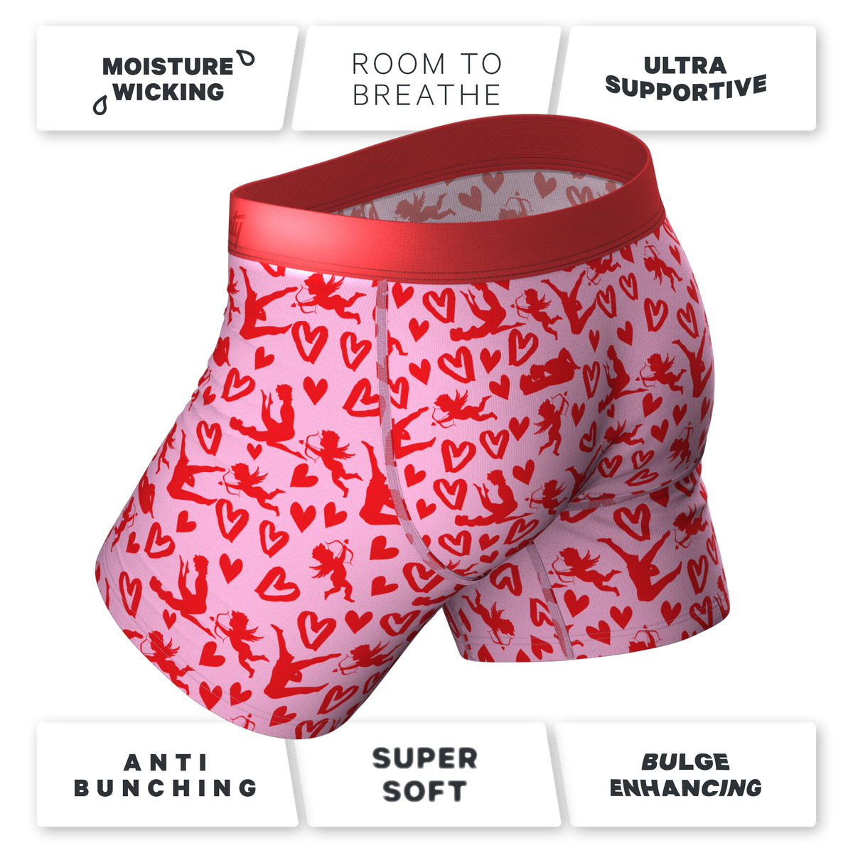 The Cupid Shuffle | Glow in the Dark Valentines Day Ball Hammock® Pouch Underwear - Shinesty