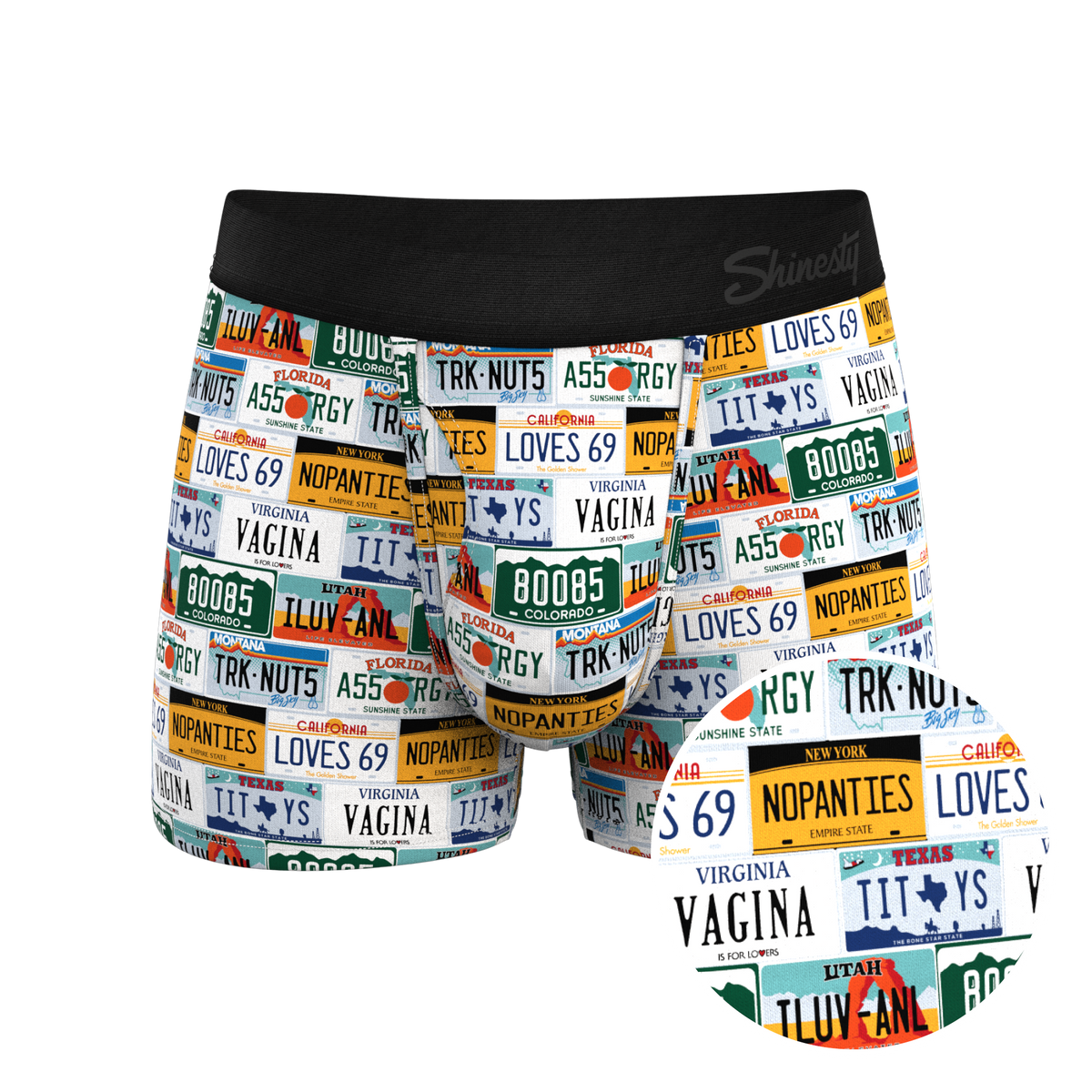The DMV Catastrophe | License Plates Ball Hammock® Pouch Trunks Underwear - Shinesty