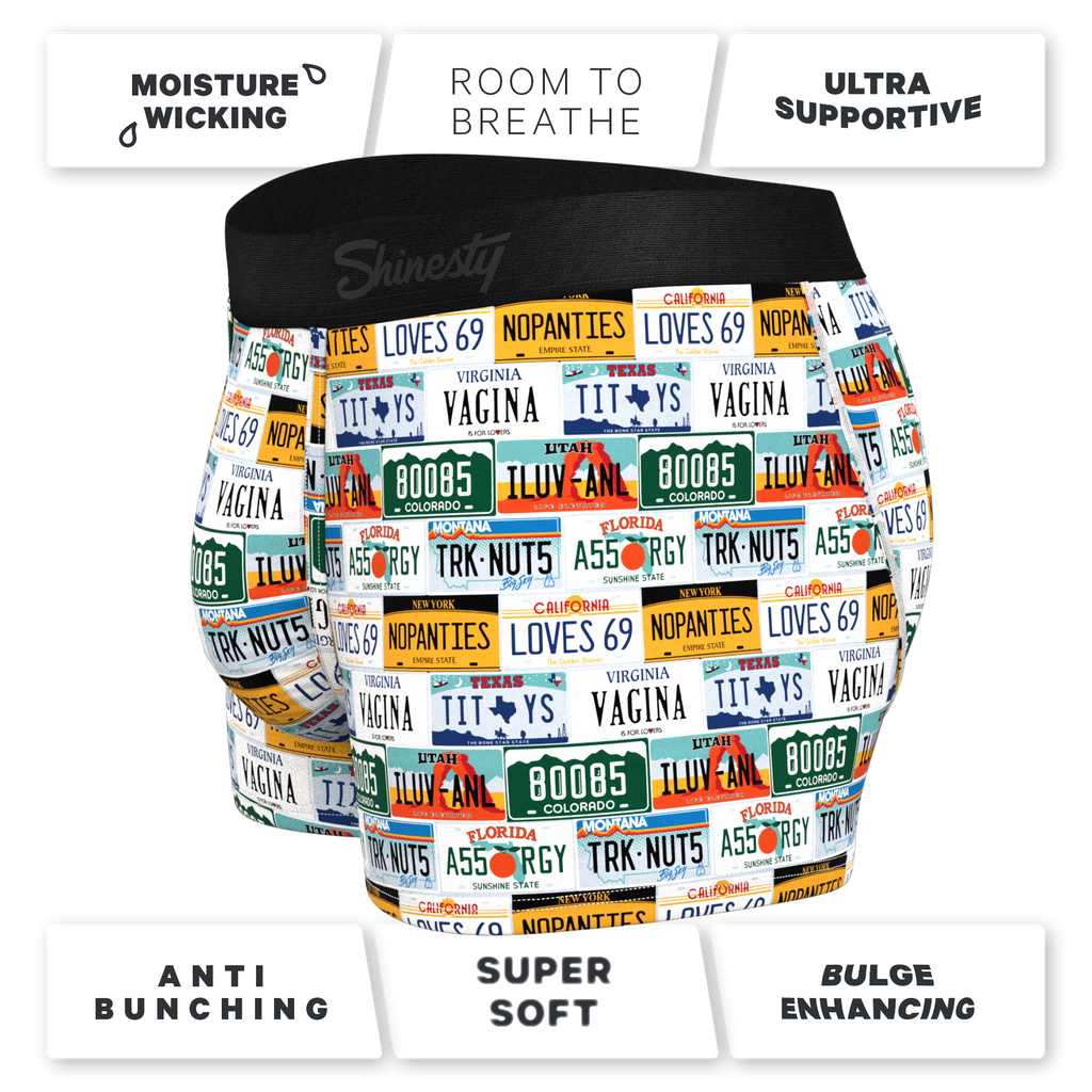 The DMV Catastrophe | License Plates Ball Hammock® Pouch Trunks Underwear - Shinesty